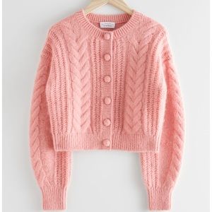 & Other Stories Cropped Cable Knit Cardigan